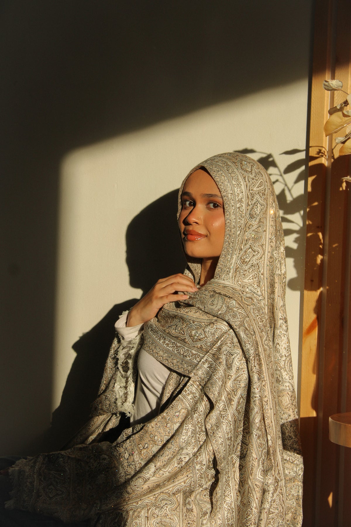 Champagne Ivory Pashmina Abayah