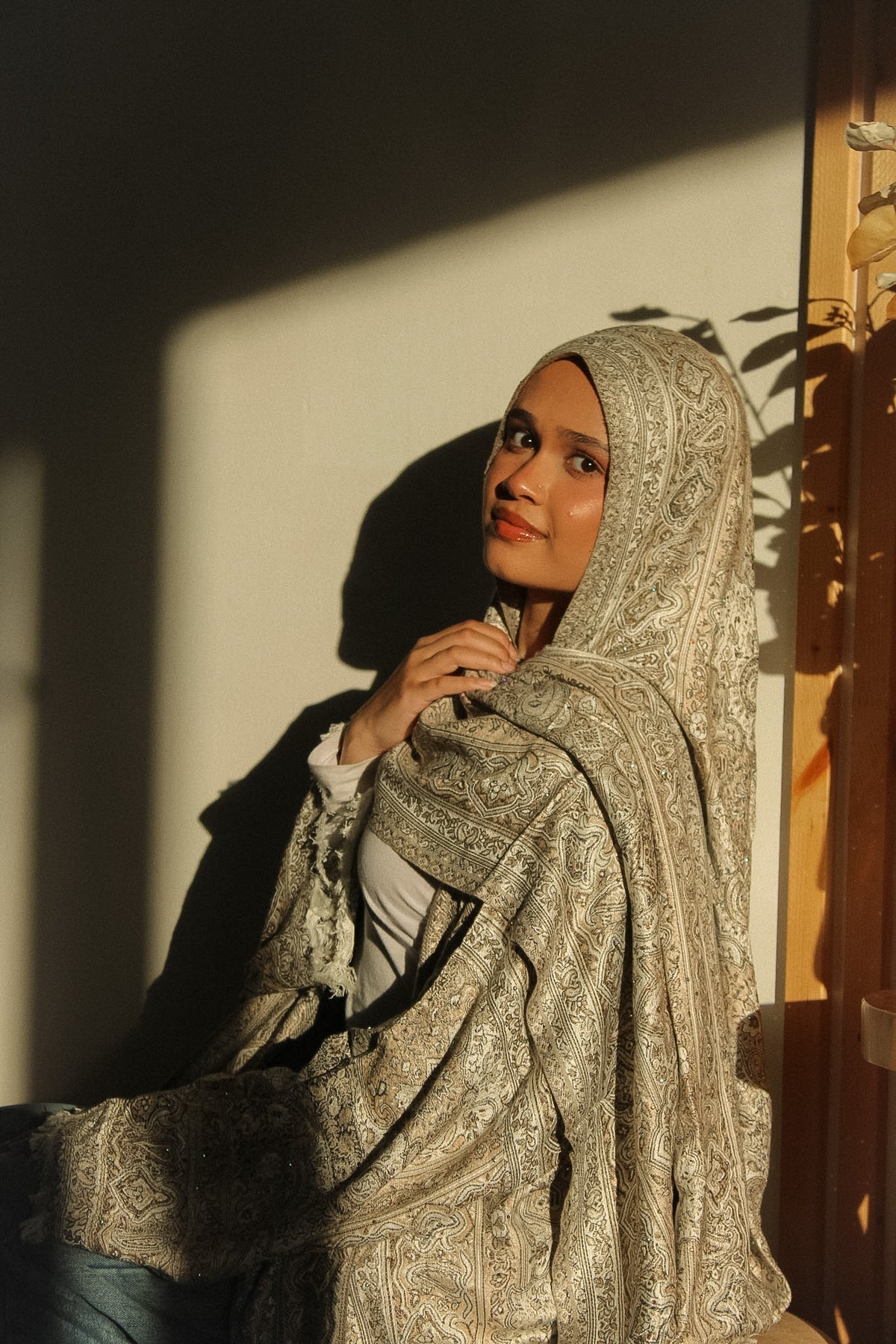Champagne Ivory Pashmina Abayah