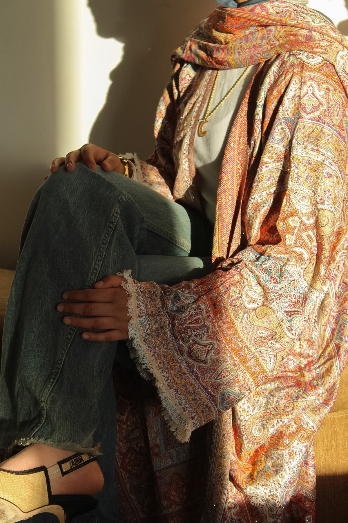 Dusty coral Peach Pashmina Abayah
