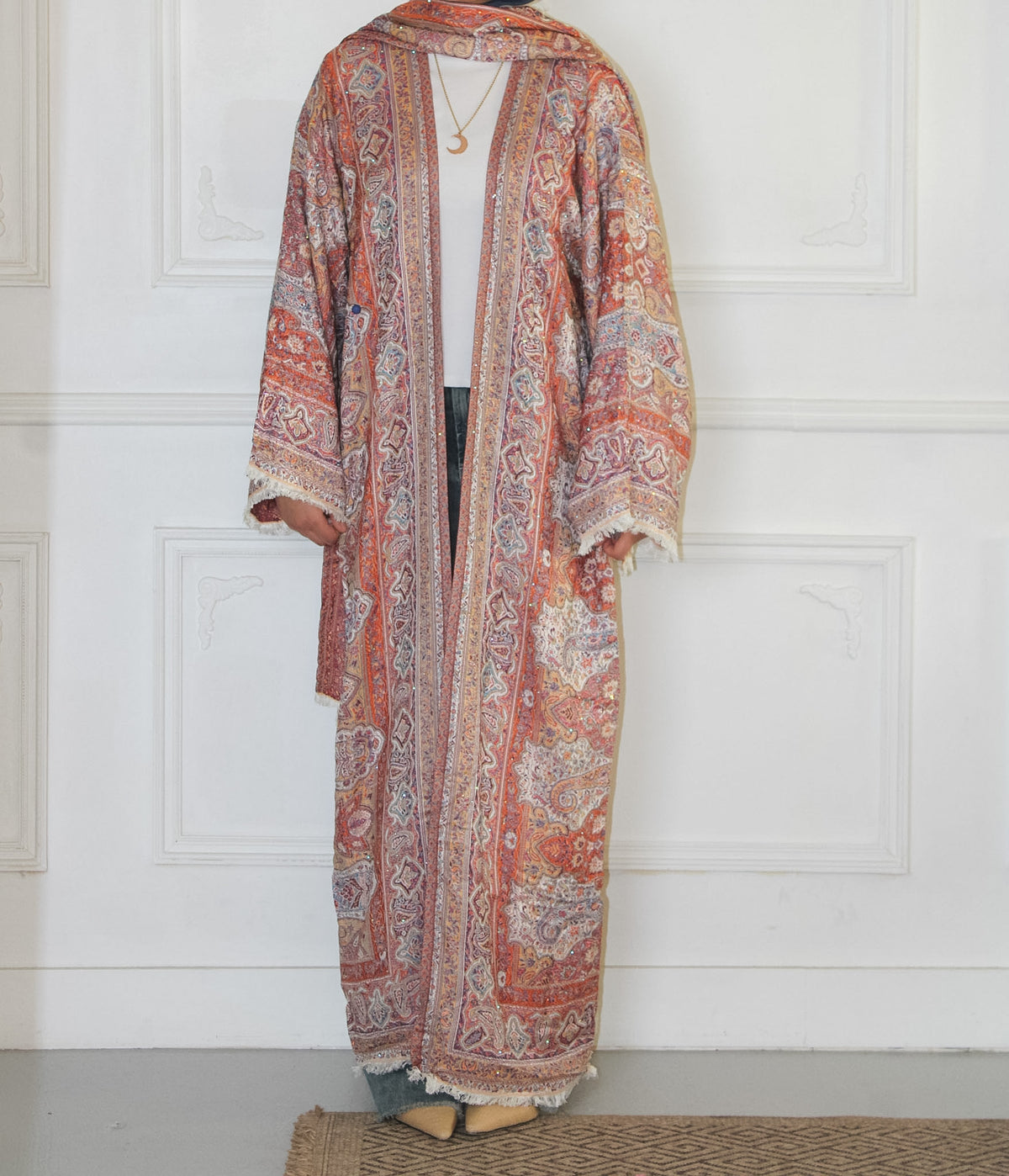 Dusty coral Peach Pashmina Abayah
