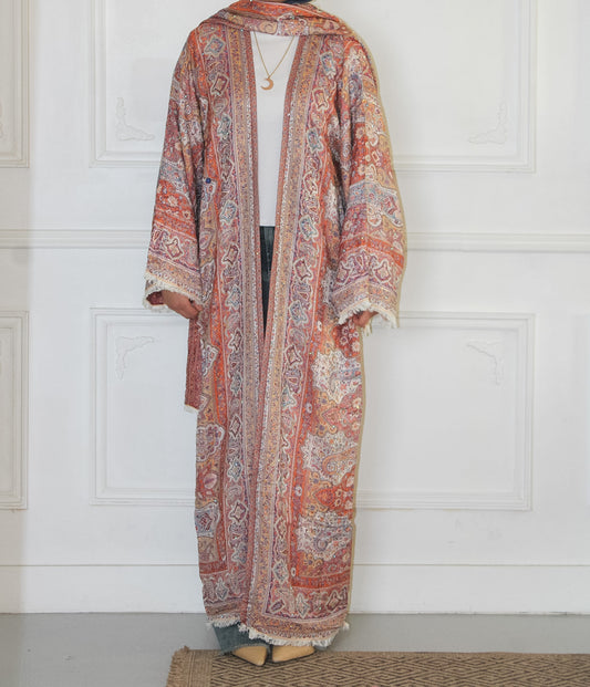 Dusty coral Peach Pashmina Abayah