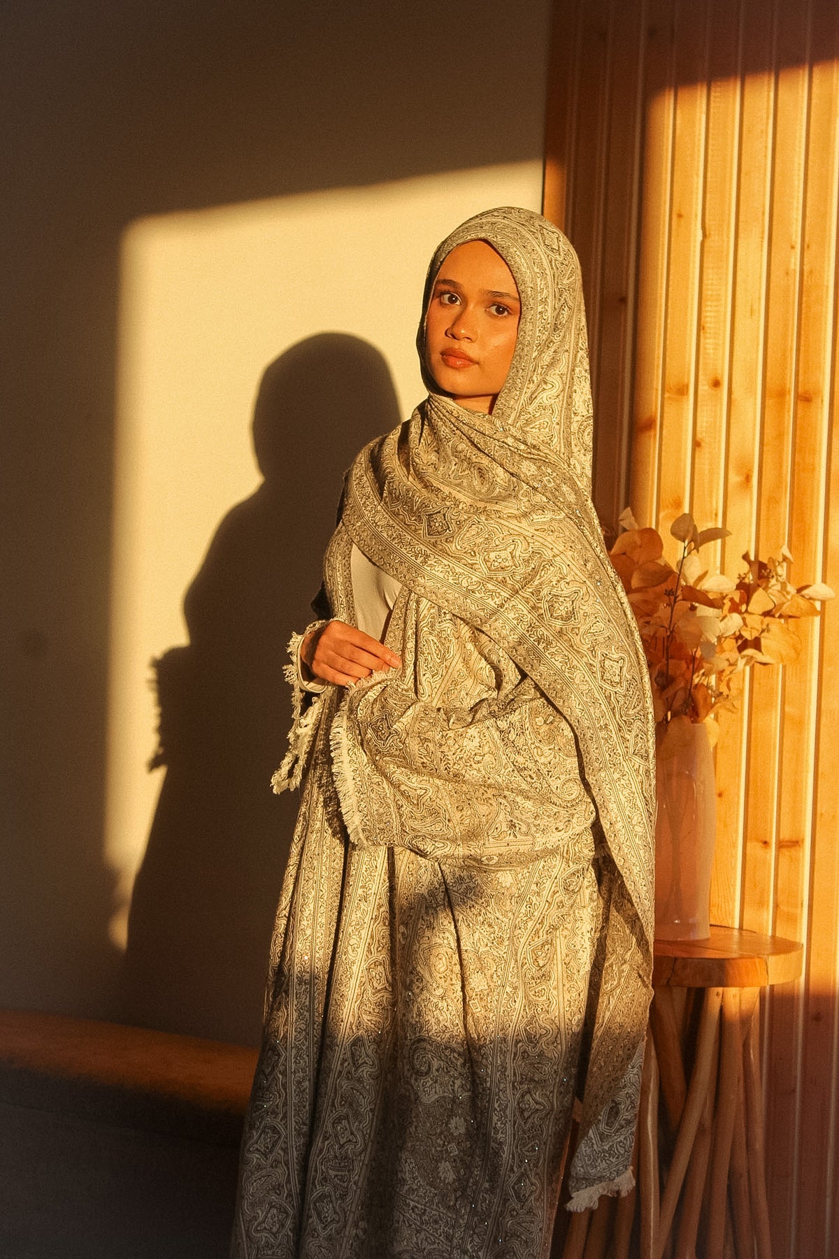 Champagne Ivory Pashmina Abayah